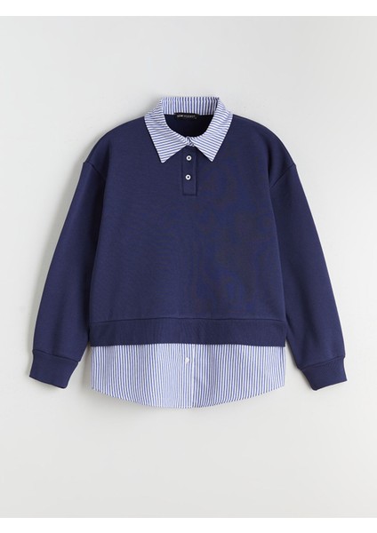 Yeni Sezon Gömlek Yaka Çizgili Kadın Kalın Sweatshirt Tunik indirimleri