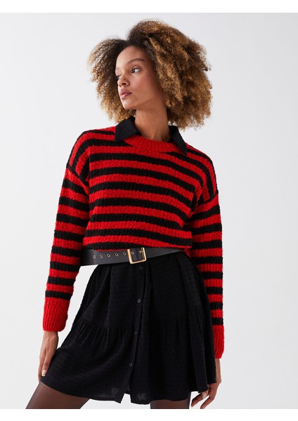 Yeni Sezon Bisiklet Yaka Çizgili Uzun Kollu Kadın Triko Kazak fırsatları