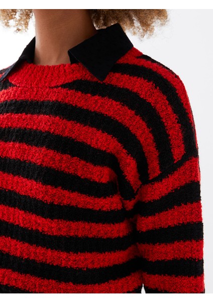 Yeni Sezon Bisiklet Yaka Çizgili Uzun Kollu Kadın Triko Kazak indirimleri