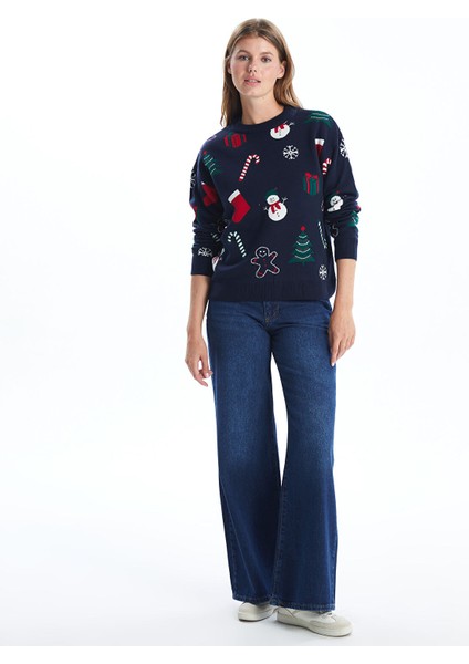 Yeni Sezon Bisiklet Yaka Yılbaşı Temalı Kadın Triko Kazak fiyatları