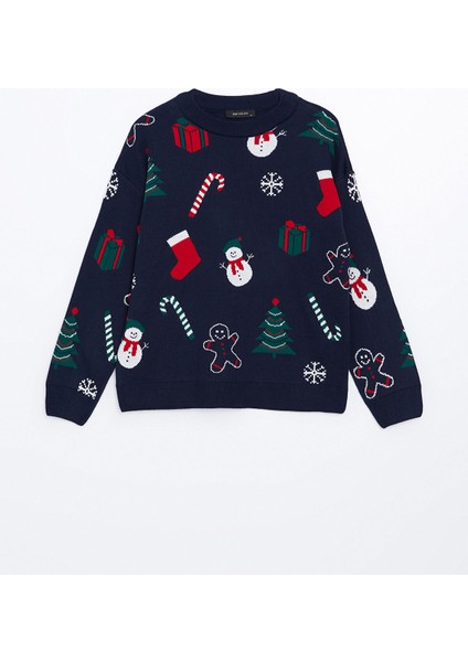 Yeni Sezon Bisiklet Yaka Yılbaşı Temalı Kadın Triko Kazak indirimleri