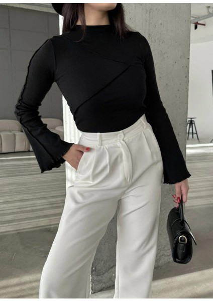 Asimetrik Tasarım Ispanyol Kol Bluz ,body