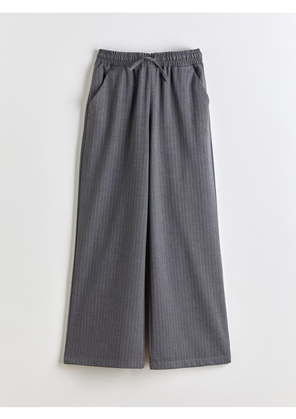 Yeni Sezon Beli Lastikli Çizgili Kız Çocuk Pantolon