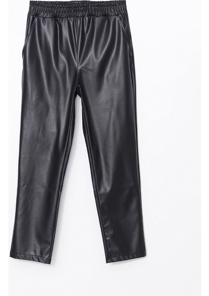 Yeni Sezon Beli Lastikli Havuç Kesim Deri Görünümlü Kadın Pantolon indirimleri