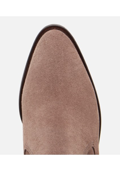 01BOH313130A450 KADIN Süet Deri Vizon Sivri Burunlu Lastik Detaylı Topuklu Bot indirimleri