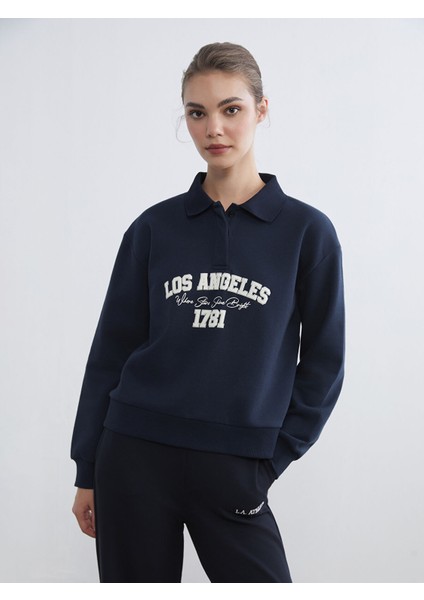 Yeni Sezon Los Angeles Baskılı Kadın Kalın Sweatshirt