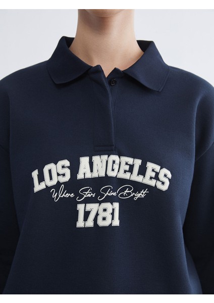 Yeni Sezon Los Angeles Baskılı Kadın Kalın Sweatshirt modelleri