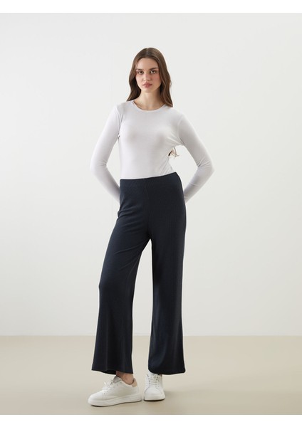 Yeni Sezon Beli Lastikli Geniş Paça Kadın Pantolon