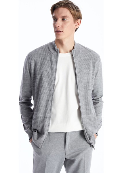 Yeni Sezon Standart Kalıp Dik Yaka Erkek Triko Hırka