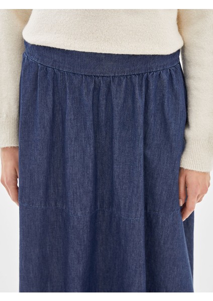 Yeni Sezon Beli Lastikli Kadın Jean Etek modelleri