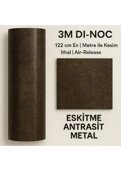 Endüstriyel Loft Tarz Antrasit Kaplama Folyo - 3m Dı-Noc Serisi