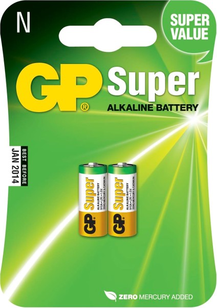 Batteries 910A Süper Alkalin LR1/N/910A Boy Yarım Pil, 1.5 Volt, 2&apos;li Kart