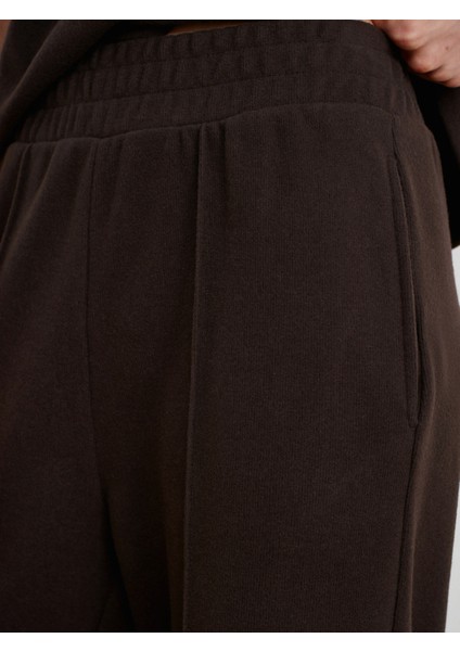 71927 Beli Lastikli Dikiş Detaylı Bol Eşofman-Koyu Kahve fırsatları