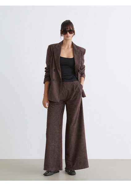 Yeni Sezon Geniş Paça Kadın Kadife Pantolon