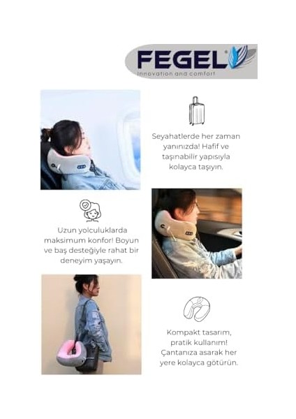 Fegel Fg-01 Seyahat Tipi Masajlı Boyun Yastığı (Antrasit) modelleri