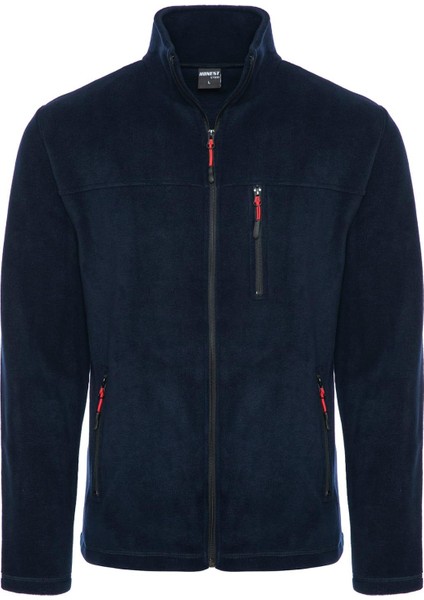 Erkek Tam Fermuarlı 3 Cepli Lacivert Polar