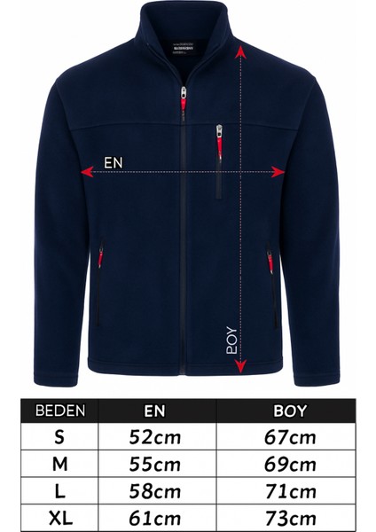 Erkek Tam Fermuarlı 3 Cepli Lacivert Polar fırsatları