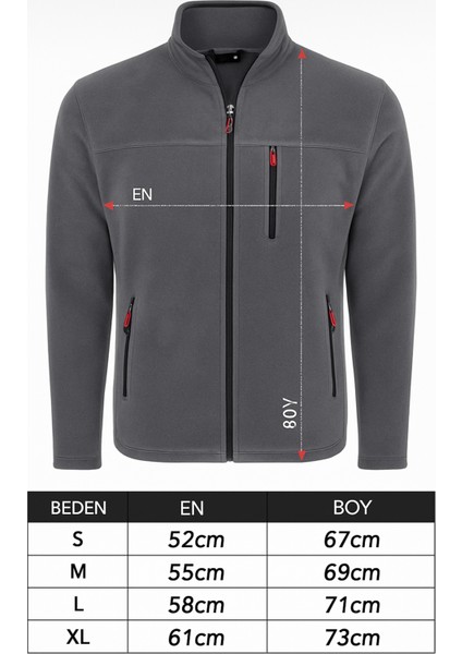 Erkek Tam Fermuarlı 3 Cepli Gri Polar fırsatları