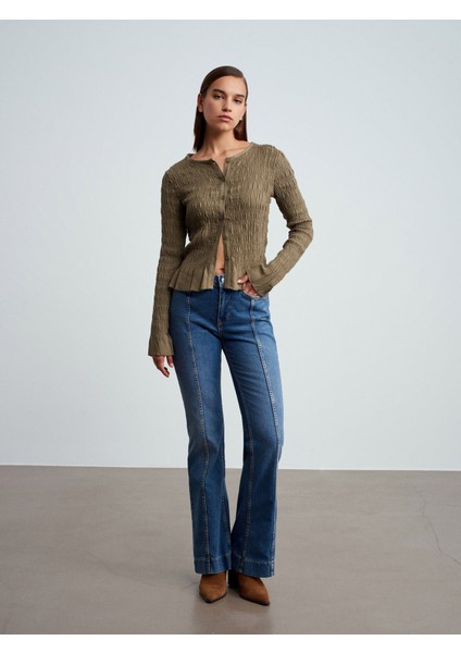 50926 Düğmeli Gipeli Top-Açık Haki