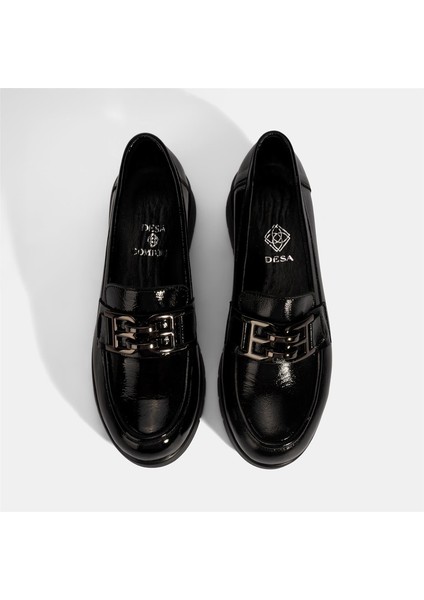 Kadın Siyah Desacomfort Toka Detaylı Deri Ayakkabı