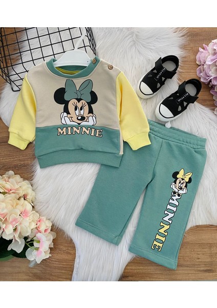 Minigimin Cicileri Flover Minine Baskılı 2 Li Kiz Bebek Takım - Yeşil