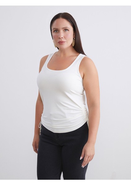 Yeni Sezon Büyük Beden Kare Yaka Büzgülü Kadın Atlet 2'li fiyatları