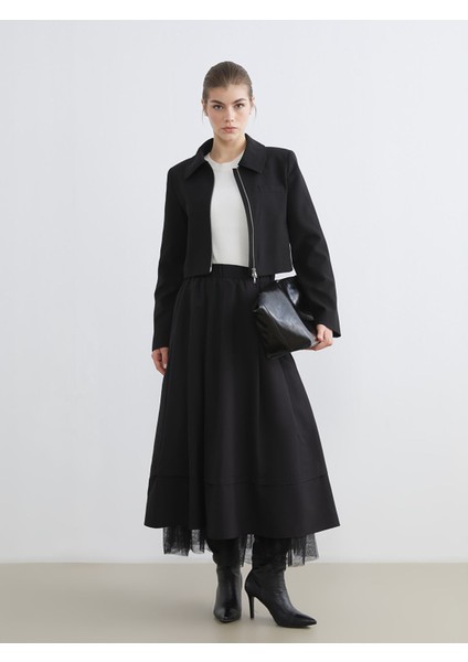 Yeni Sezon Beli Lastikli Poplin Kloş Etek