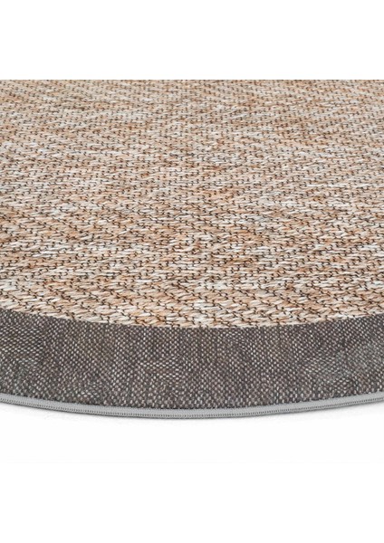 Pratico Bej Yuvarlak Mutfak Halısı Dijital Baskı Sisal Görünümlü Kaymaz Yıkanabilir Mutfak Paspası indirimleri