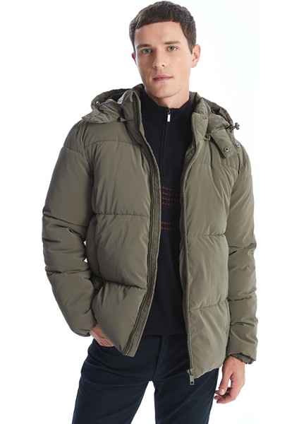 Yeni Sezon Standart Kalıp Kapüşonlu Erkek Şişme Mont