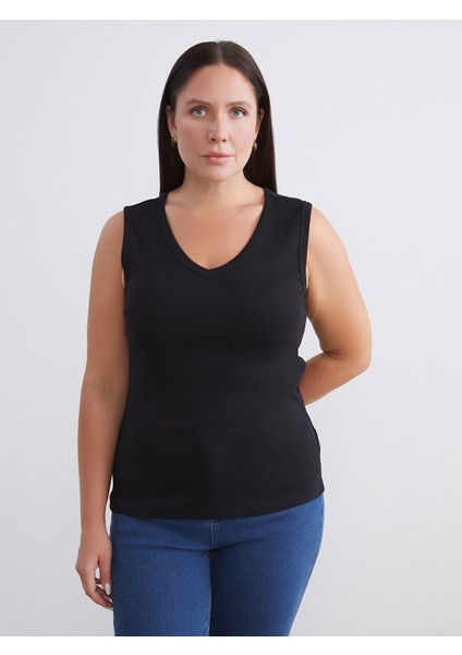 Yeni Sezon Büyük Beden V Yaka Kadın Atlet 2'li fiyatları