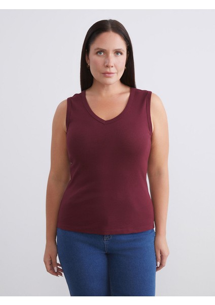 Yeni Sezon Büyük Beden V Yaka Kadın Atlet 2'li modelleri