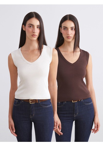 Yeni Sezon V Yaka Kadın Atlet 2'li