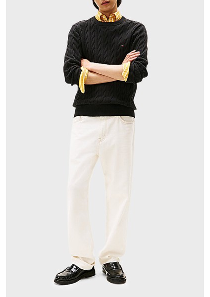 Pamuklu Relaxed Fit Örgülü Bisiklet Yaka Kazak Erkek Kazak MW0MW33132 Bds modelleri