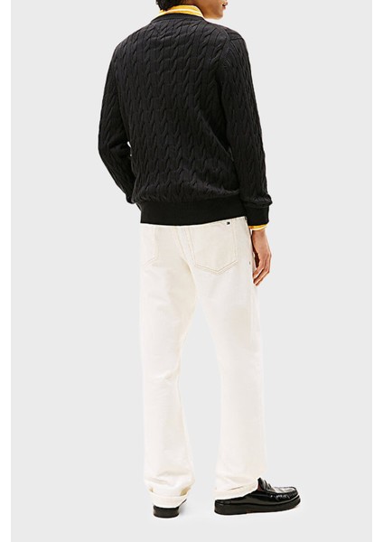 Pamuklu Relaxed Fit Örgülü Bisiklet Yaka Kazak Erkek Kazak MW0MW33132 Bds fırsatları