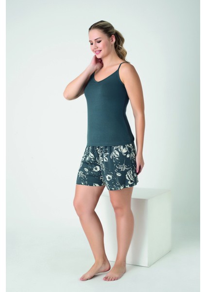 Kadın Viskon Ip Askılı Short Takım C840-911