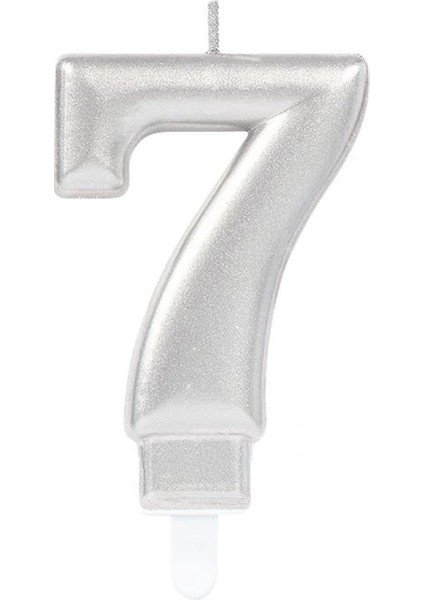 7 Rakam Mum Gümüş Renk