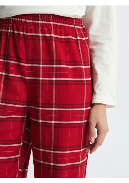 Yeni Sezon Beli Lastikli Ekose Kadın Pijama Altı modelleri