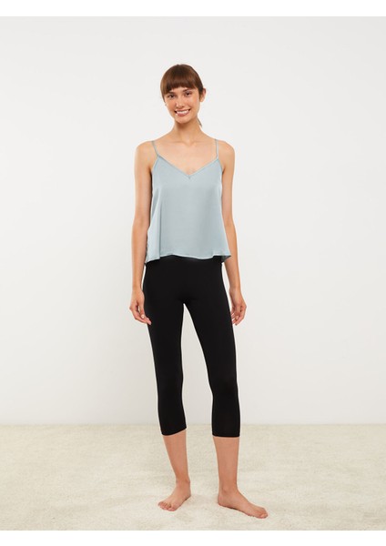 Yeni Sezon V Yaka Düz Askılı Saten Kadın Pijama Üst modelleri