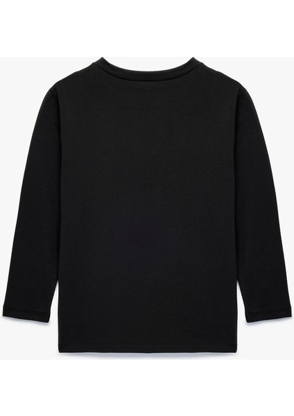 Baskılı Uzun Kollu Bisiklet Yaka Pamuklu Tişört fiyatları