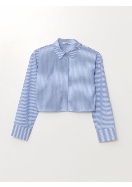 Yeni Sezon Çizgili Uzun Kollu Crop Kadın Gömlek indirimleri