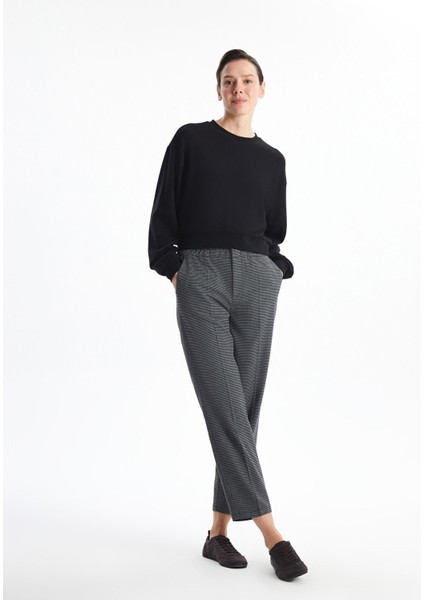 Yeni Sezon Beli Lastikli Desenli Kadın Pantolon