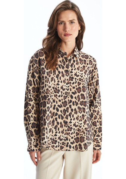 Yeni Sezon Leopar Desenli Kadın Gömlek