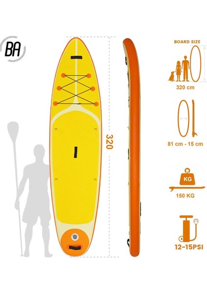 Naviair Paddle Şişme Sup Board/stand Up Paddle Board 320X83X15 cm Turuncu