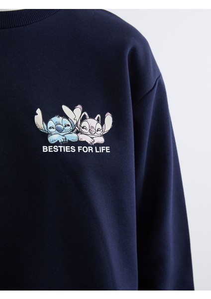 Yeni Sezon Lilo & Stitch Baskılı Kadın Kalın Sweatshirt modelleri