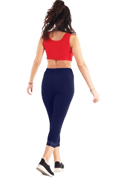 Kadın Dantelli Lacivert Renk Kapri (Büyük Beden Seçeneğiyle) fırsatları