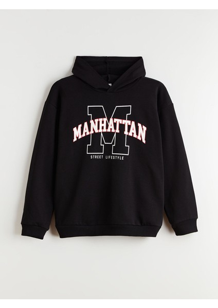 Yeni Sezon Kapüşonlu Baskılı Erkek Çocuk Sweatshirt