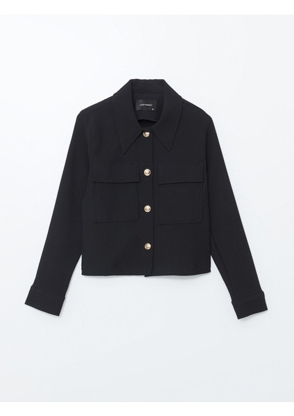 Yeni Sezon Gömlek Yaka Dokulu Kadın Ceket indirimleri