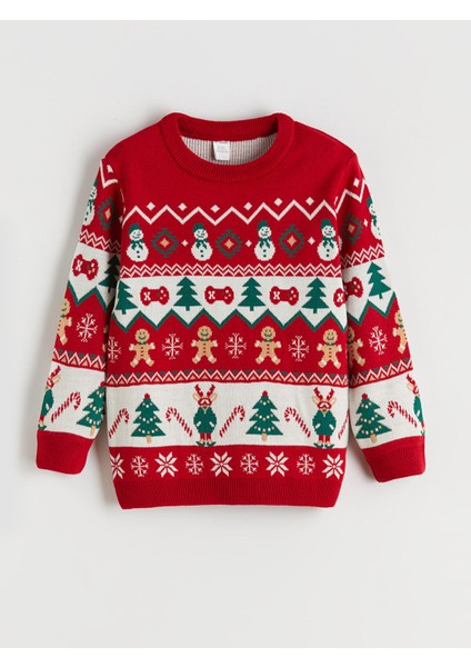 Yeni Sezon Yılbaşı Temalı Erkek Çocuk Triko Kazak
