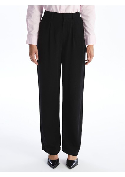 Yeni Sezon Loose Fit Düz Keten Karışımlı Kadın Pantolon fiyatları