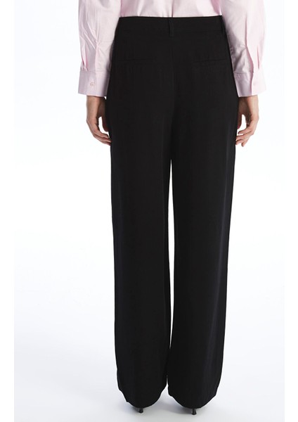 Yeni Sezon Loose Fit Düz Keten Karışımlı Kadın Pantolon fırsatları